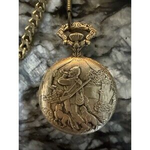 VTG 17 Jewel Cycle Pocket Watch W/Chain Excellent Condition~Runs